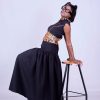 Smocked Waist Flared Maxi Skirt