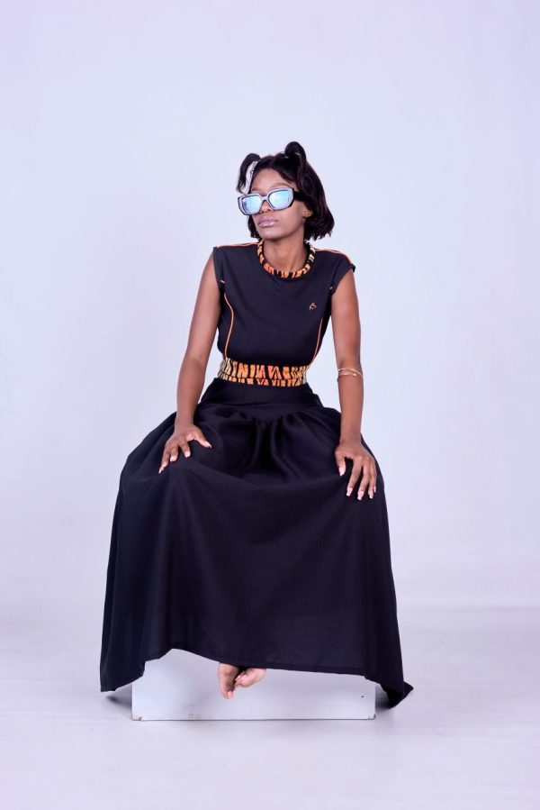 Smocked Waist Flared Maxi Skirt