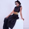 Smocked Waist Flared Maxi Skirt