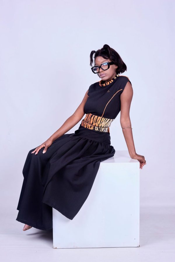 Smocked Waist Flared Maxi Skirt